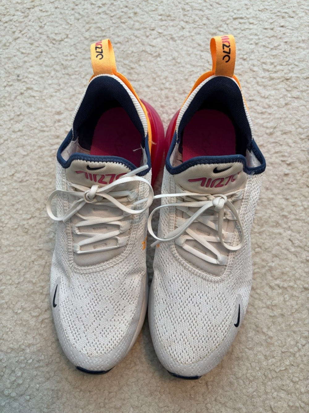 Women’s Nike Air Max 270- white, navy, yellow and pink size 9.5 - Picture 2 of 8